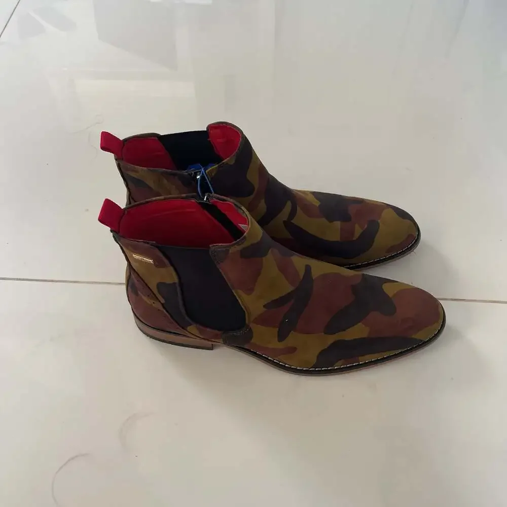 Tayno Men's Camouflage by Fernando Aldaz Boots with Side Zip - New